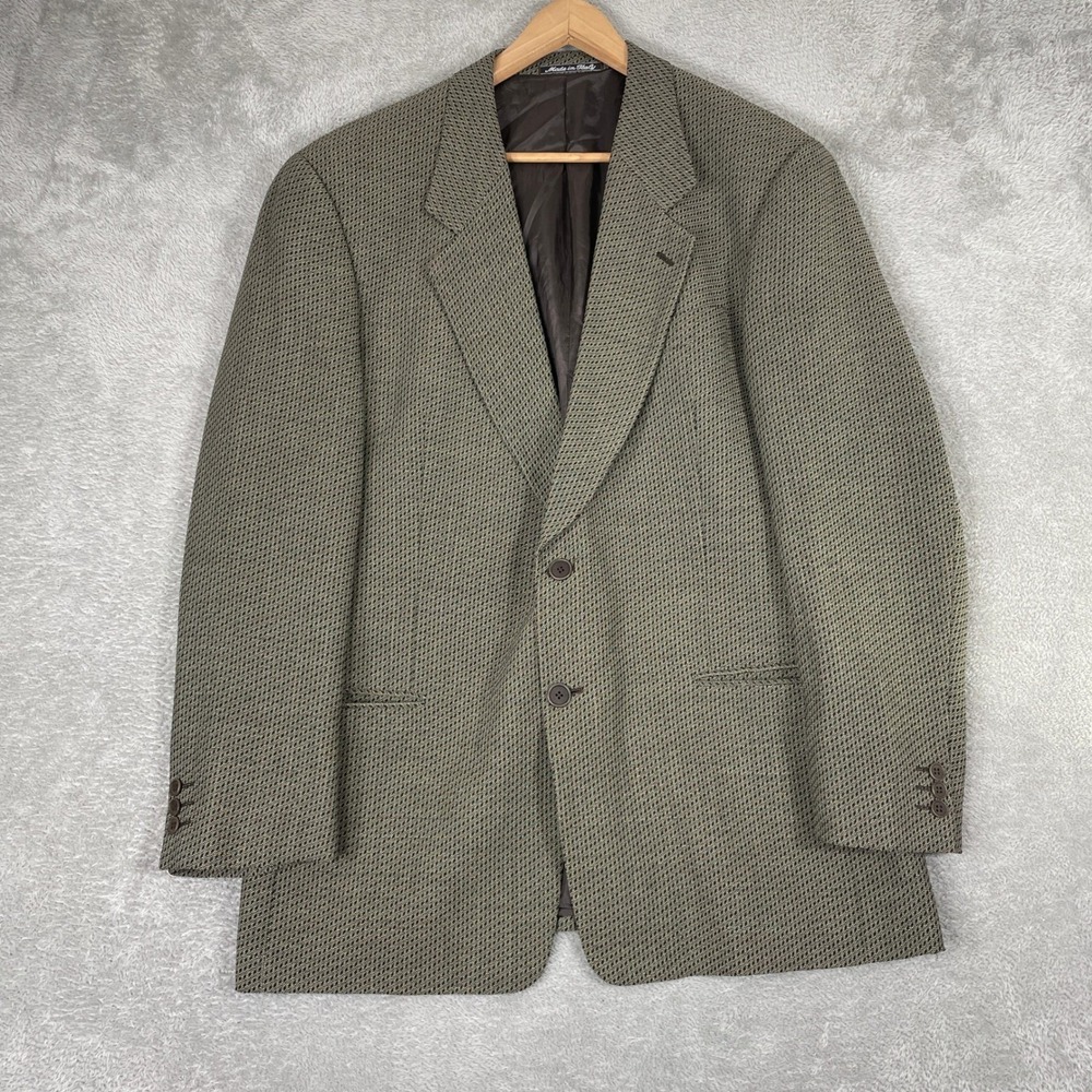 Mani Armani Sport Coat Mens 42R Brown Virgin Wool Micro Pattern Made in Italy